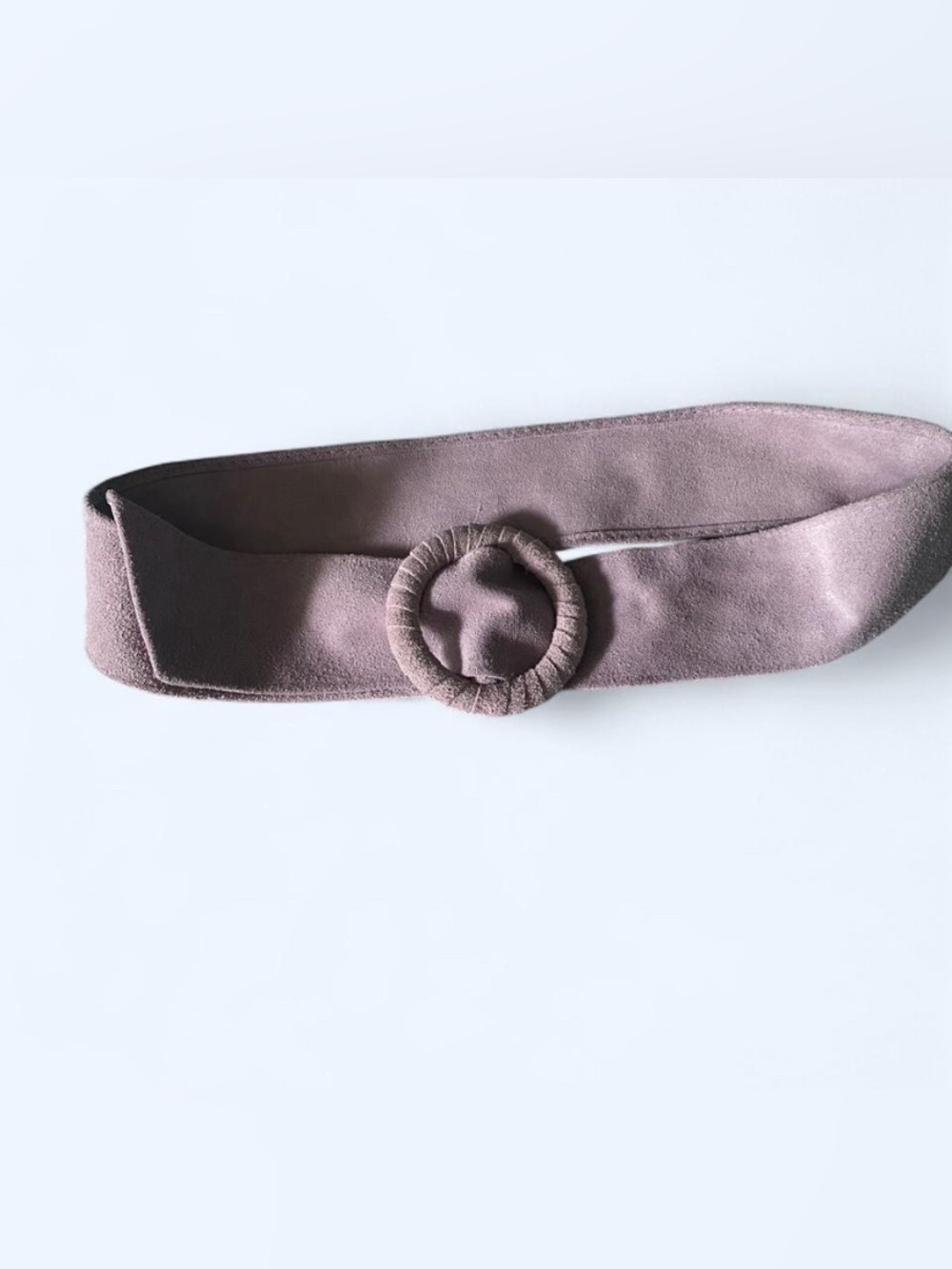 Vera Pelle Italian Suede Wide Belt Lavender Lilac Round Buckle Made in Italy